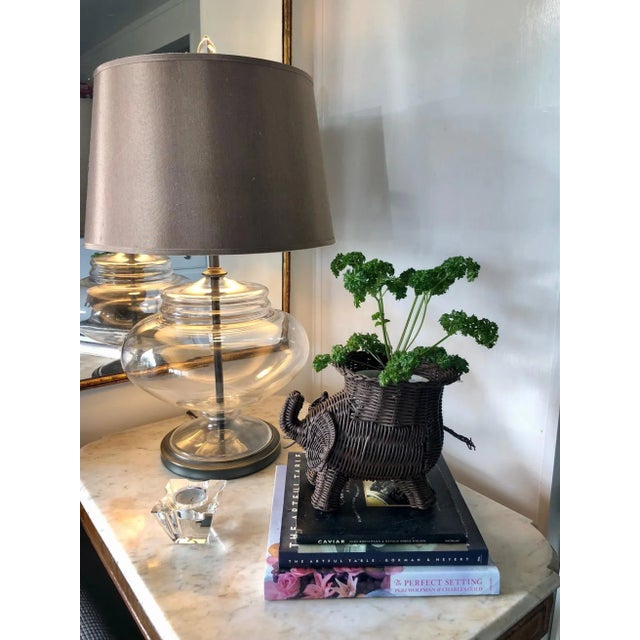 Wood 1970s Vintage Rattan Wicker Elephant Planter For Sale - Image 7 of 13