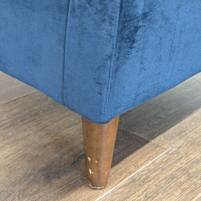 West Elm Everett Blue Velvet Lounge Chair - Modern Accent Armchair For Sale In San Francisco - Image 6 of 7