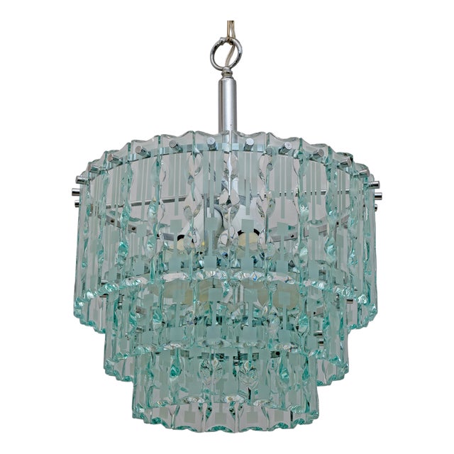 Ground Crystal Chandelier attributed to Cristal Art, Italy, 1970s For Sale