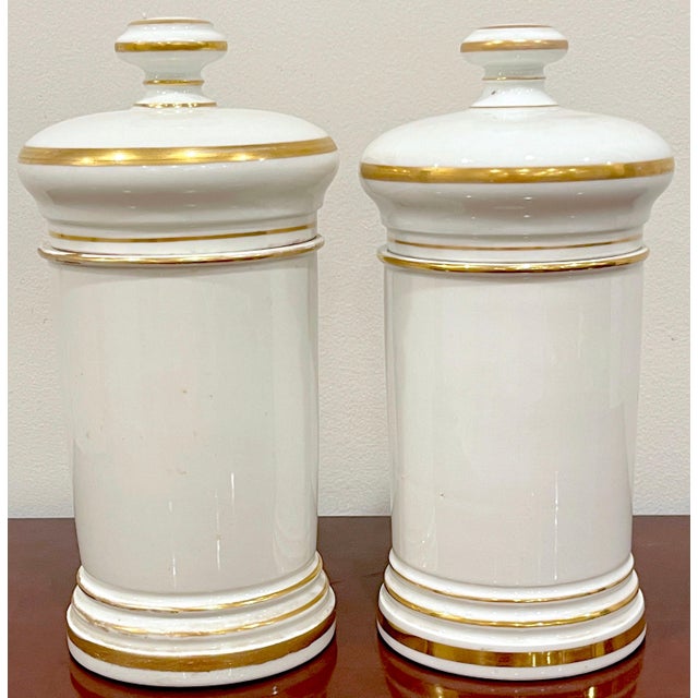 Pair of Neoclassical Apothecary Jars by Maison A Collin Porcelaines & Cristaux For Sale - Image 12 of 14