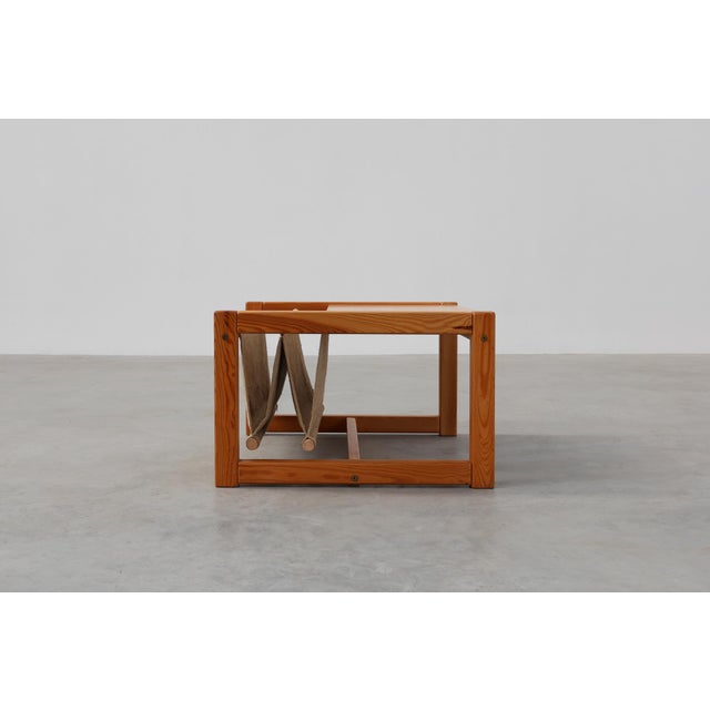 Pine and Linen Safari Series Coffee Table with Magazine Rack by Karin Möbring for Ikea, Sweden, 1970s For Sale - Image 6 of 14