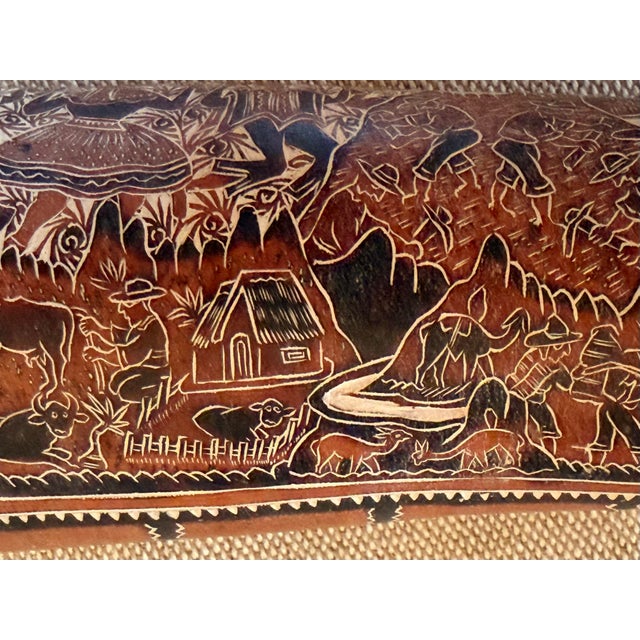 Vintage Intricately Hand-Carved Peruvian Folk Art Storyteller Gourd Rattle For Sale - Image 9 of 15
