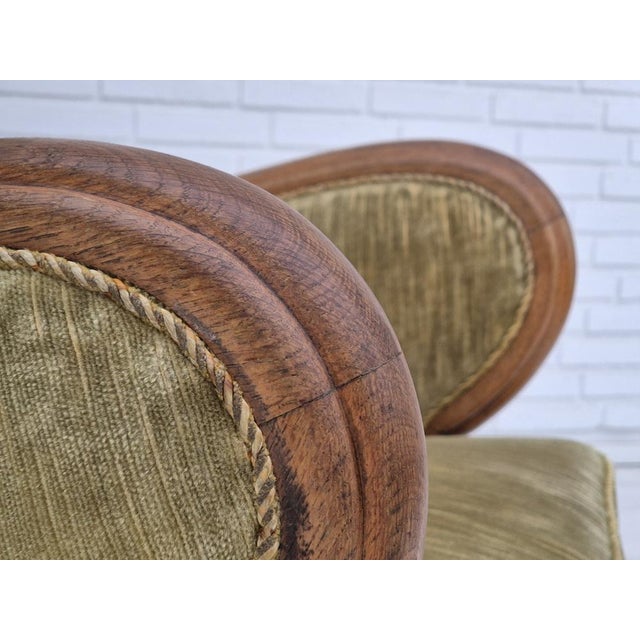 1960s Danish Armchair in Furniture Velour and Oak, 1960s For Sale - Image 5 of 18