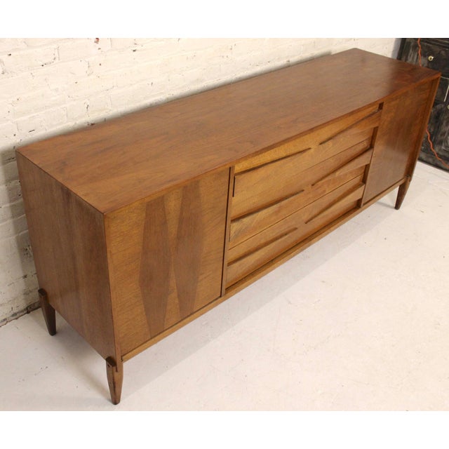 Vintage Mid-Century Modern Sculpted Walnut Credenza For Sale - Image 4 of 10