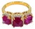 Bochic "Capri" 3 Natural Ruby Gem Ring Set In 18K Gold & Silver For Sale