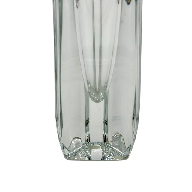 Baccarat Vintage Art Deco Baccarat Crystal Bud Vase Triangular Faceted Design Signed Etched For Sale - Image 4 of 7