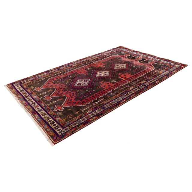Tribal Vintage Shiraz Wool Rug With Geometric Medallions & Tribal Motifs For Sale - Image 3 of 9