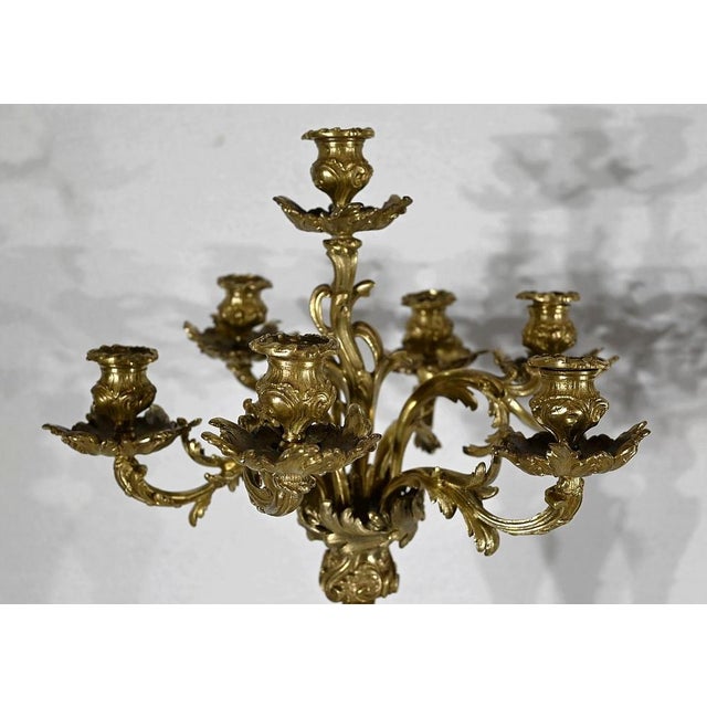 End of 19th Century Louis XV Gilded Bronze Candelabra For Sale - Image 4 of 18