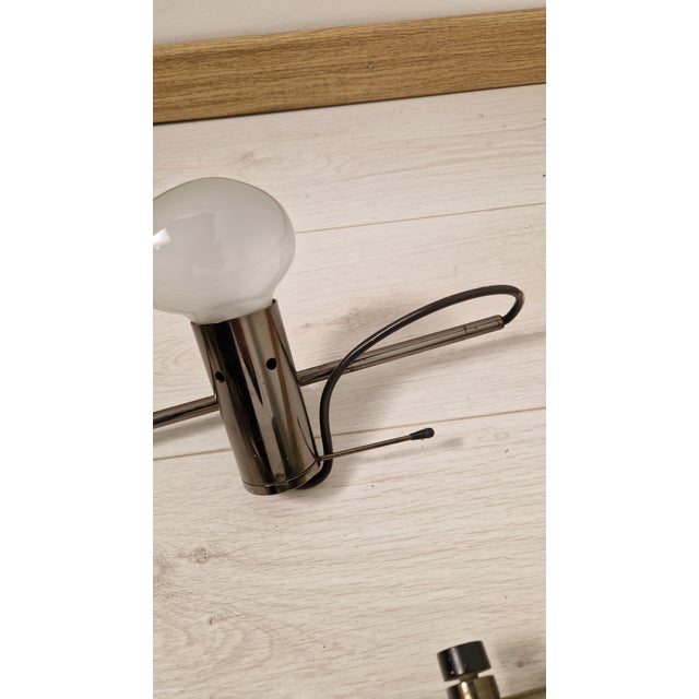 1960s Vintage Wall Lamps in Burnished Chrome by Tito Agnoli for Oluce, 1960s, Set of 2 For Sale - Image 5 of 16