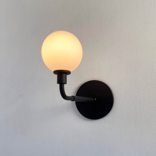 Pair of Long Bent Arm Sconces by Research.Lighting, Black, Glass, Mid Century Modern For Sale - Image 12 of 13