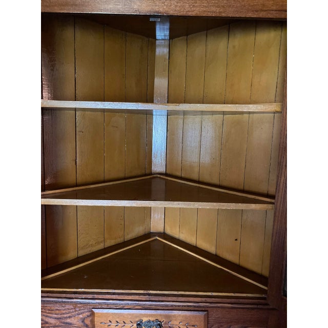 Wood Late 19th Century Antique Oak 3 Piece Corner Cupboard For Sale - Image 7 of 9
