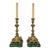 Pair of Antique Continental Gilt-Metal Grape-Vine & Faux Malachite Table Lamps For Sale