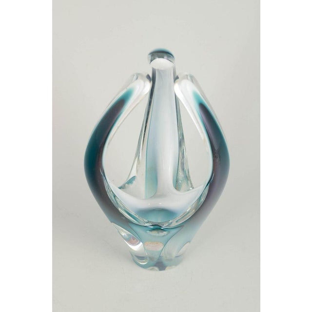 Paul Kedelv for Flygfors “Coquille”, 1958. Organic, sculptural art-glass vase/sculpture in clear glass with layered...