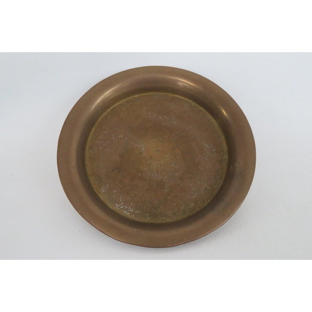 Brass Decorative Small Plate Trinket Tray Dish With Engraved Floral Design 5096b For Sale - Image 12 of 14