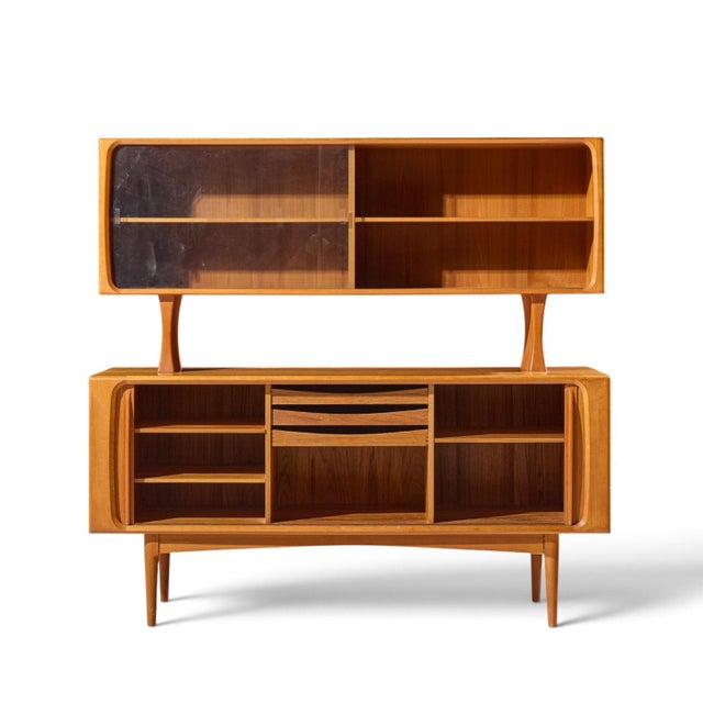 Bernhard Pedersen Mid Century Danish Teak Tambour Door Credenza and Hutch For Sale - Image 12 of 13