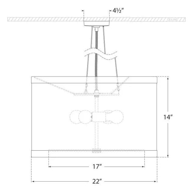 Modern Kate Spade New York for Visual Comfort Signature Walker Medium Hanging Shade in Gild with Cream Linen Shade with Black Linen Trim For Sale - Image 3 of 3