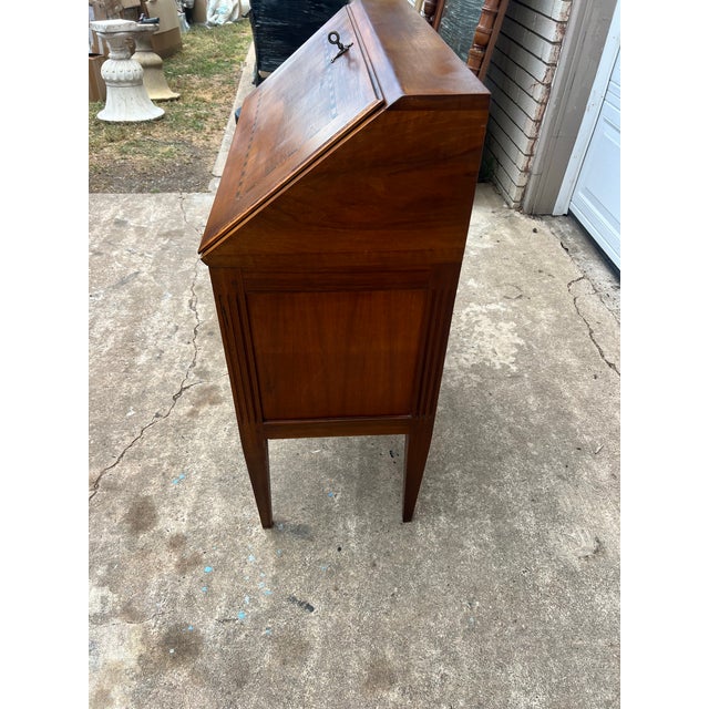 French 19th Century Louis XVI Solid Walnut Secretaire For Sale - Image 6 of 12