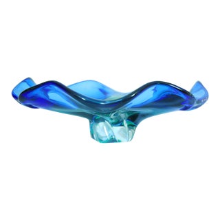Royal Gallery Poland Blue/Green Blown Glass Bowl For Sale
