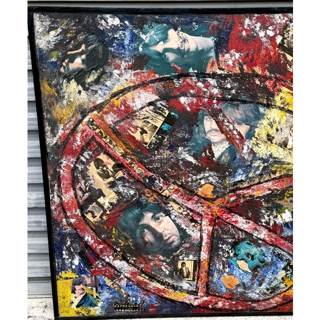 Modern Imagine Peace' Monumental Mixed Media Beatles Painting, Circa 1970 For Sale - Image 3 of 13