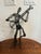Metal Contemporary Seated Band Player Black Wire Metal Art Sculptures For Sale - Image 7 of 7