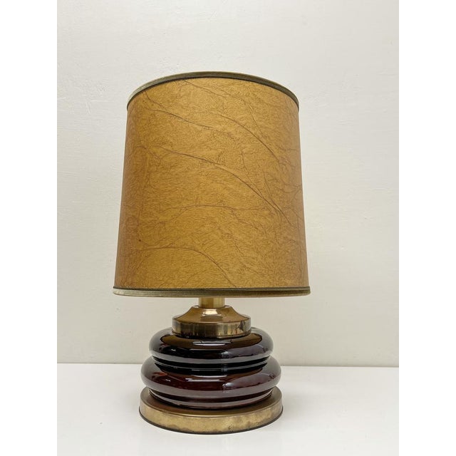Mid-Century Modern Double Bubble Brown Glass Table Lamp, Italy, 1970s For Sale - Image 11 of 11