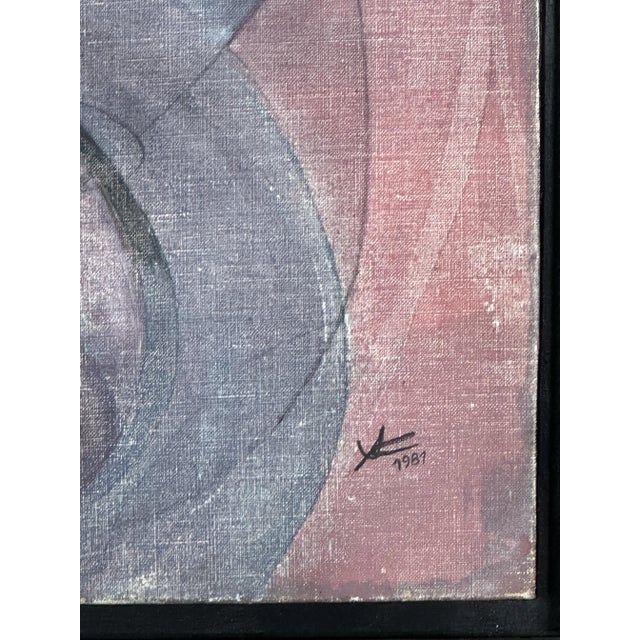 Abstract Face, 1981, Oil on Canvas, Framed For Sale - Image 8 of 9