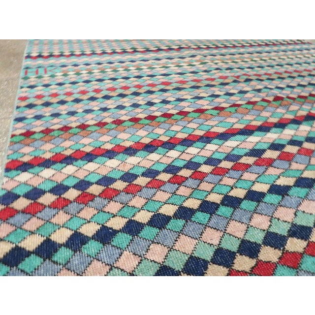 Galerie Shabab Collection Mid-20th Century Handmade Turkish Accent Rug in Teal and Turquoise For Sale In New York - Image 6 of 10