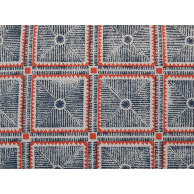 Boho Chic Designer Maresca Textiles Pisa Blue & Red Feather/Down Pillow For Sale - Image 3 of 6