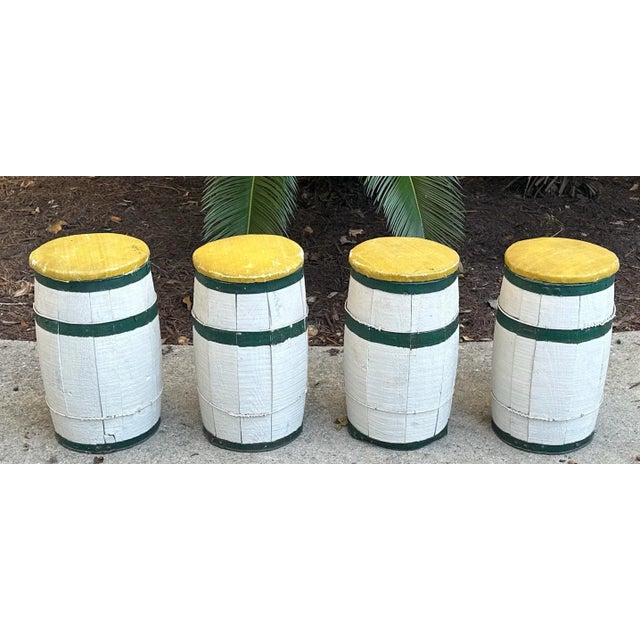 Low Country Painted Wood Fishing Stools - Set of 4 For Sale - Image 10 of 10