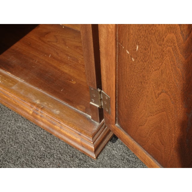 Vintage French Country Brown Side Table Cabinet W Two Doors For Sale - Image 13 of 14