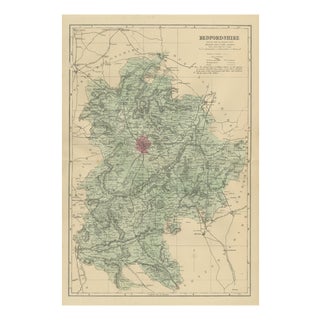 Victorian Map of Bedfordshire with Railways and County Detail, 1885 For Sale