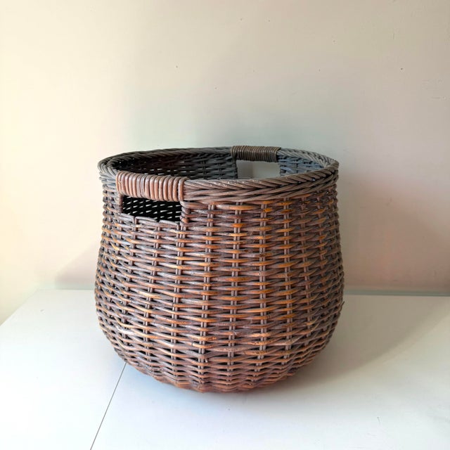 American Late 20th Century Willow Vine Weft Blanket Basket For Sale - Image 3 of 7