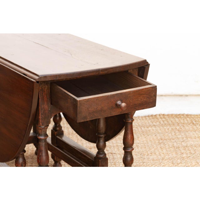 Antique English Oak Gateleg Drop Leaf Table For Sale - Image 12 of 13