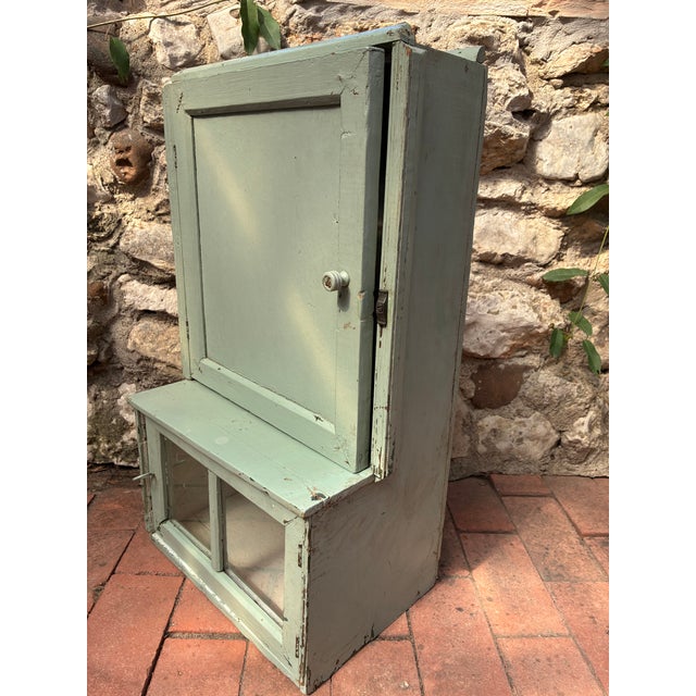 1950s Rustic Hanging Painted Wooden Cabinet For Sale - Image 4 of 8