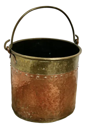 Riveted Copper and Brass Coal Bucket, 1890s