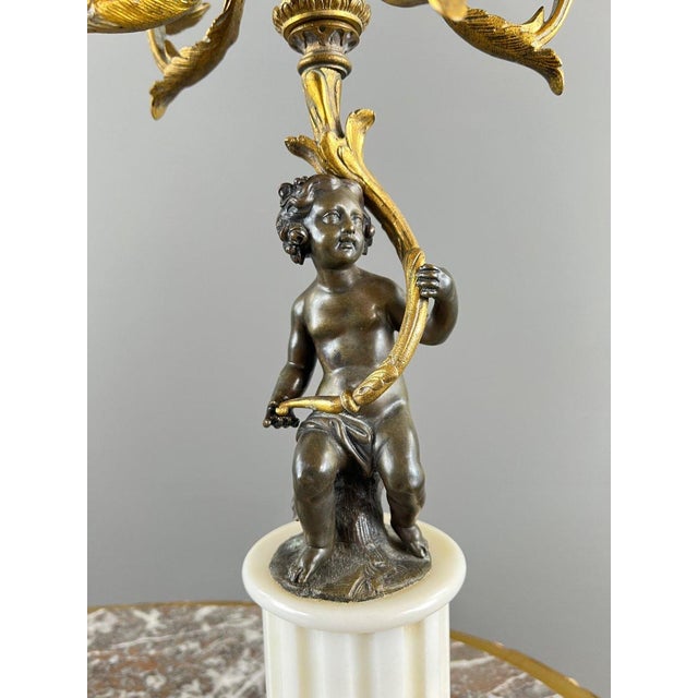 Napoleon III Bronze and Marble Candelabra, Set of 2 For Sale - Image 11 of 13