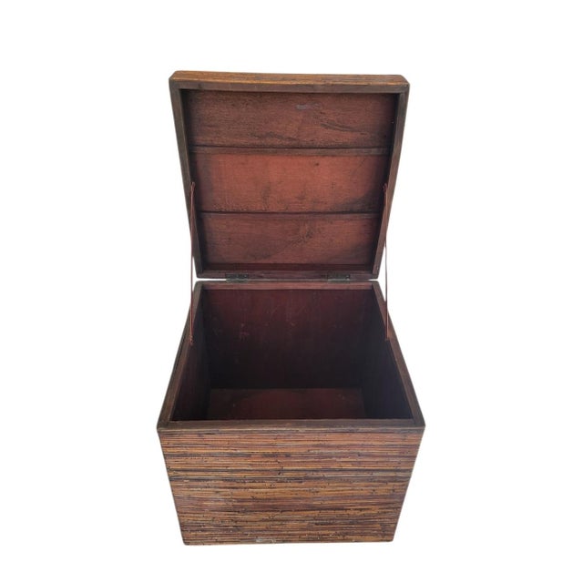 Gabriella Crespi Vintage Pencil Reed Gabriella Crespo Style British Colonial Storage Cube Side Table For Sale - Image 4 of 7