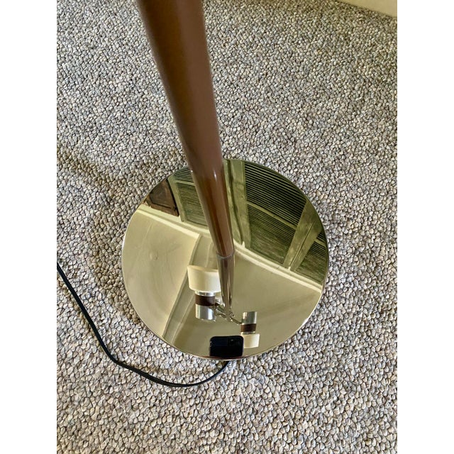 Metal Vintage 1960s Midcentury 3-Light Floor Lamp Attributed to Gerald Thurston for Lightolier ~ Silver and Brown Floor Lamp With 3-Way Switch For Sale - Image 7 of 14
