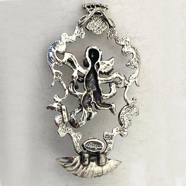 Small Vintage Italian Giovanni Raspini .800 Silver Church Wall Font For Sale - Image 4 of 9