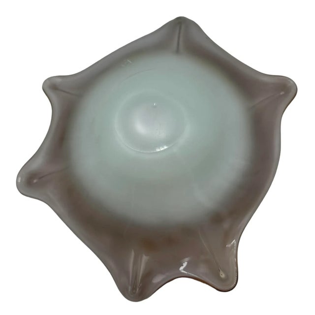 Glass Pink With Gold Shimmer Murano Hand Blown Console Bowl, Italy For Sale - Image 7 of 8