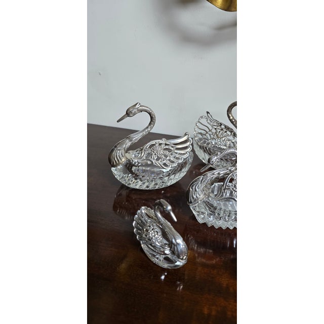 Antique Cut Glass and Silver Swans, 1900, Set of 6 For Sale - Image 6 of 14