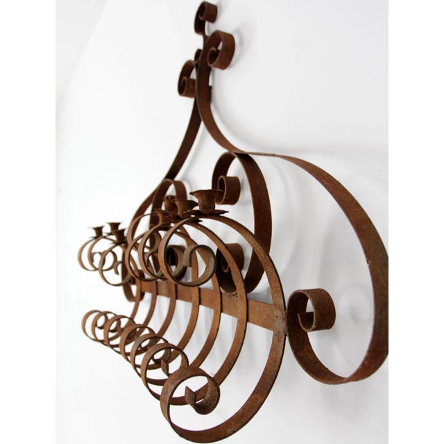 Antique Wrought Iron Wall Candle Holder For Sale - Image 9 of 10