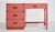 1970s Campaign desk by Bernhardt, newly painted in pink, with a rectangular top and four flush-front drawers. Three...