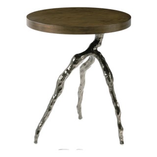Catalina Branch Sculptural Accent Table With Ash Wood Top and Cast Metal Base For Sale