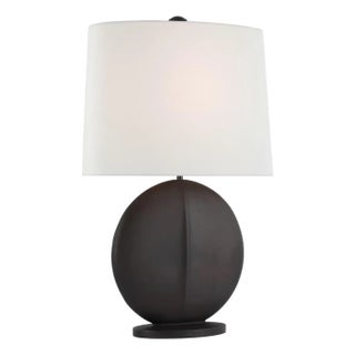AERIN by Visual Comfort Signature Mariza Medium Table Lamp in Carbon Black with Linen Shade For Sale