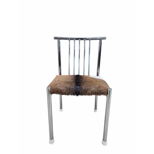 MCM B. Brody Chrome Spindle Back Side Chairs Newly Reupholstered – Pair For Sale - Image 10 of 12