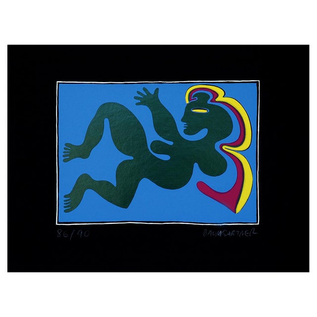 Fritz Baumgartner, Woman in Blue, Lithograph, 1970s For Sale