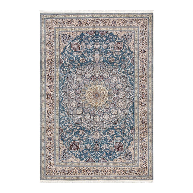 Persian Nain Green Area Rug- 6'11" X 10' 7" For Sale