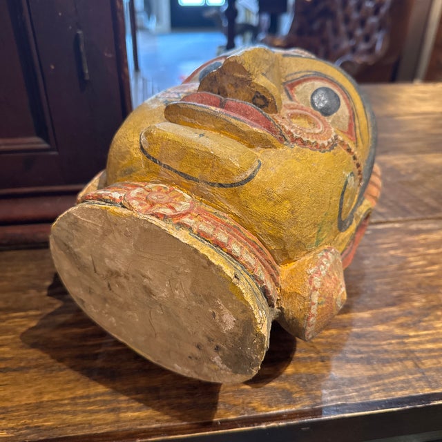 Mid 20th Century Pair of Indian Folk Art Heads, Male & Female Door Gaurds For Sale - Image 10 of 12