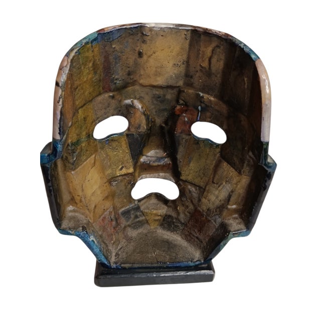 Mexican Mosiac Mask With Abalone Mayan Aztec Death Burial Mask For Sale - Image 10 of 15